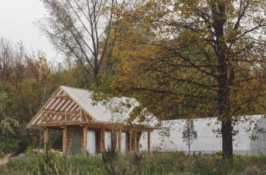 Atelier L’Abri’s design for minimal wooden pavilion embraces sustainable regeneration and self-sufficiency