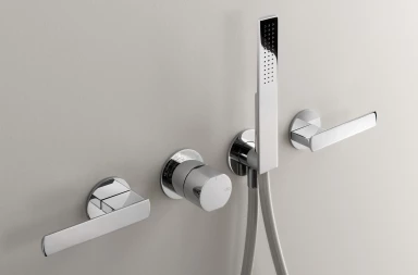 AYL35 - Wall mounted thermostatic mixer set for shower with 2 shut-off valves and hand shower