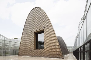 Hyperboloid Green Ark pavilion forms heart of Meise Botanic Garden greenhouse complex