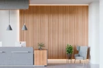 Thermory Wave interior wood cladding with ridged surfaces